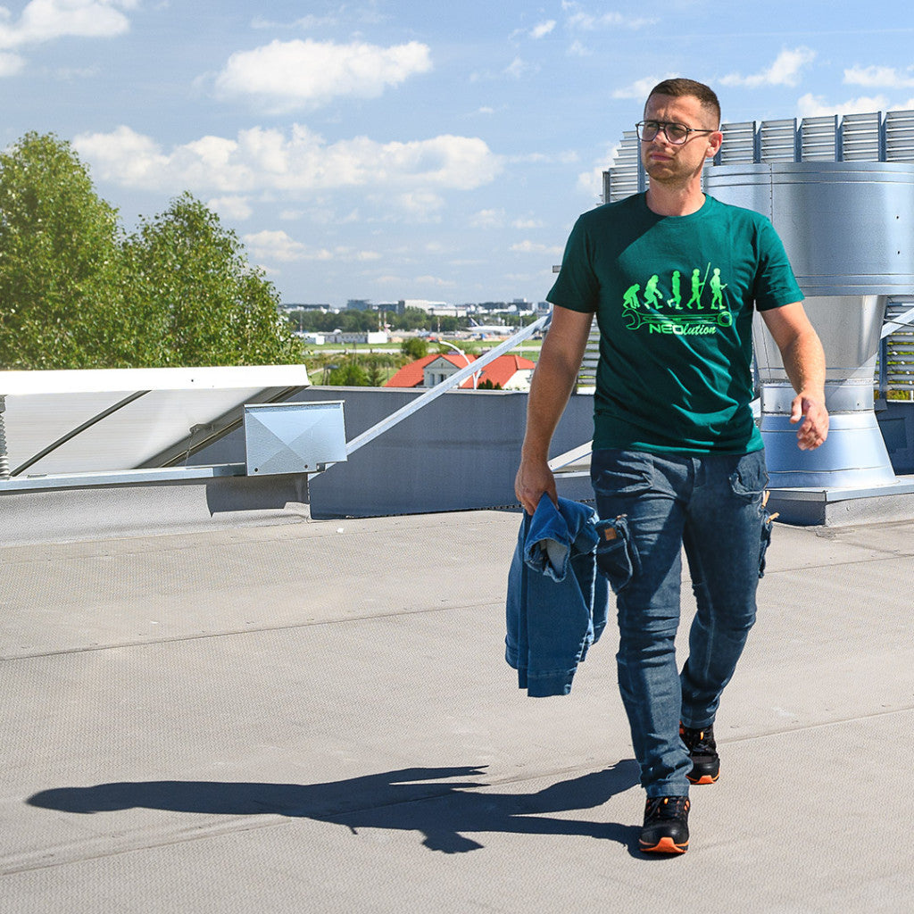 NEO TOOLS Farmer Munkásnadrág, DENIM, cipzáros oldalzsebekkel, 98% pamut, 410 g/m2, M 81-229-M