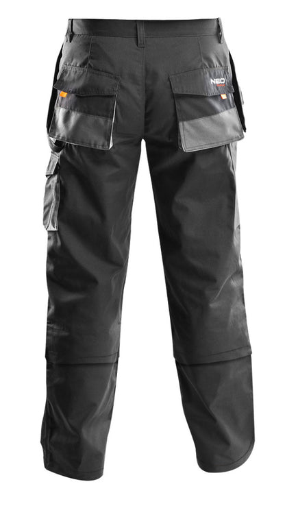 NEO TOOLS Munkásnadrág, HD, M/50 65% poliészter, 35% pamut, 267g/m2, térdprotektor zseb, térd alatt lezippzározható, M 81-230-M