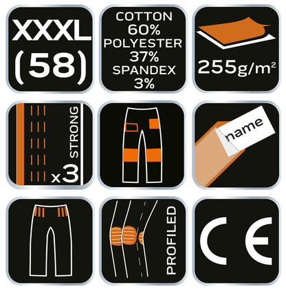 NEO TOOLS Terepmintás Munkásnadrág,, CAMO, CAMO URBAN, 60% pamut, 37% poliészter, 3% elasztán, XXXL 81-232-XXXL