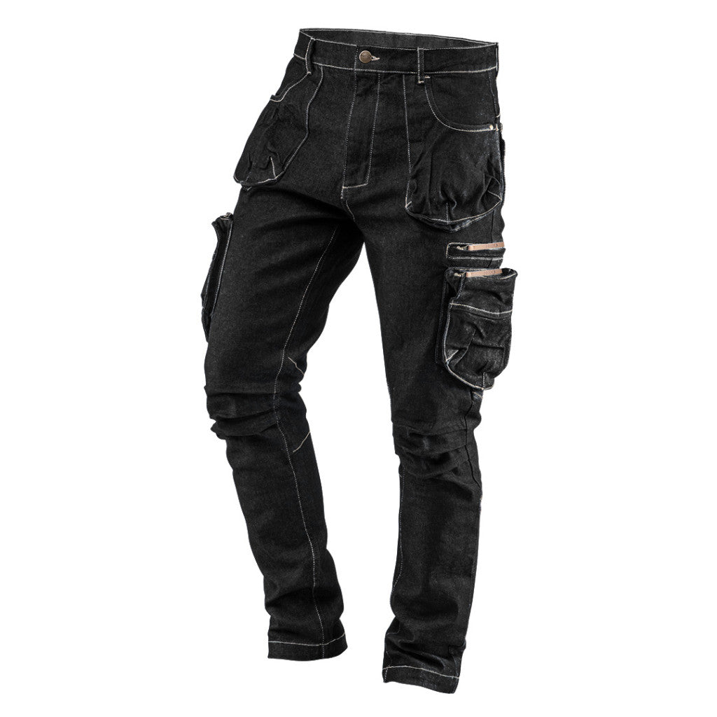 NEO TOOLS Farmer Munkásnadrág, DENIM, fekete, cipzáros oldalzsebekkel, 98% pamut, 410 g/m2, XXL 81-233-XXL