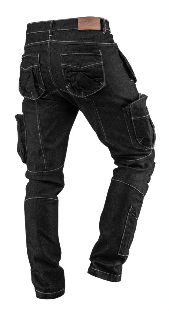 NEO TOOLS Farmer Munkásnadrág, DENIM, fekete, cipzáros oldalzsebekkel, 98% pamut, 410 g/m2, XXL 81-233-XXL