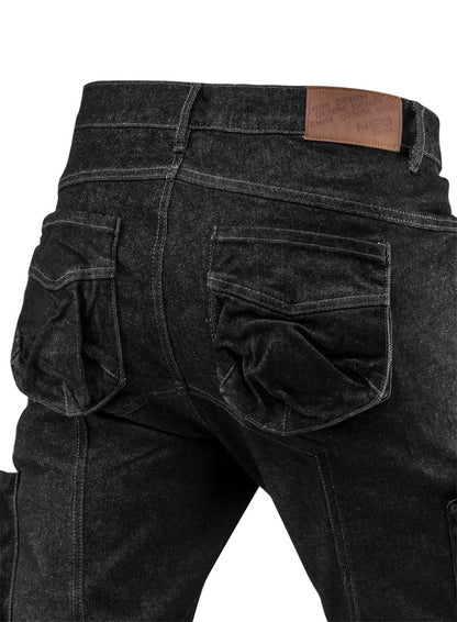 NEO TOOLS Farmer Munkásnadrág, DENIM, fekete, cipzáros oldalzsebekkel, 98% pamut, 410 g/m2, XXL 81-233-XXL