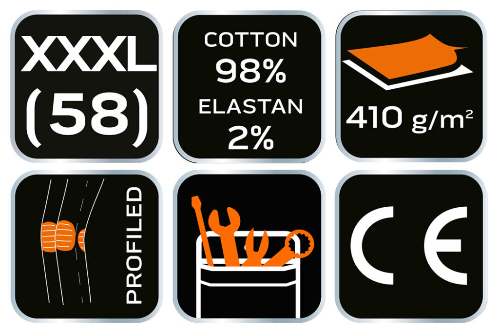 NEO TOOLS Farmer Munkásnadrág, DENIM, fekete, cipzáros oldalzsebekkel, 98% pamut, 410 g/m2, XXXL 81-233-XXXL