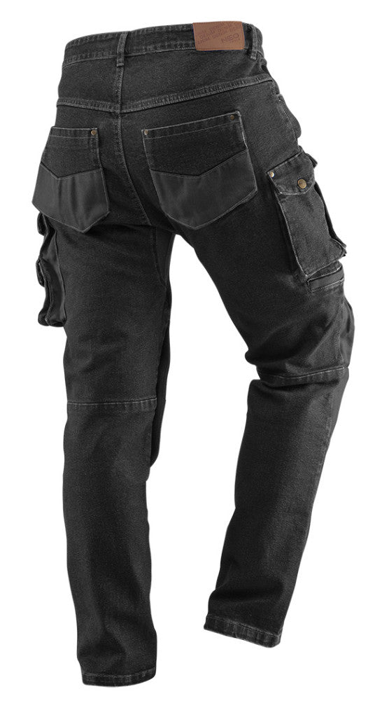 NEO TOOLS Farmer Munkásnadrág, DENIM, fekete, 98% pamut, térdvédő zseb, gombos oldalzsebek, 255 g/m2, XXL 81-236-XXL
