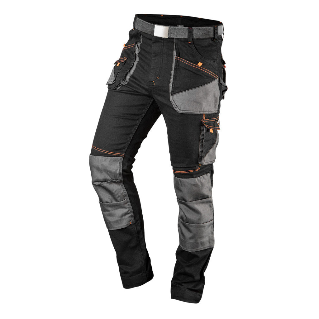 NEO TOOLS Karcsúsított(slim fit), Munkásnadrág, HD, 60% pamut, 37% polyester, 3% elastane, 285 g/m2, övvel, XS 81-238-XS