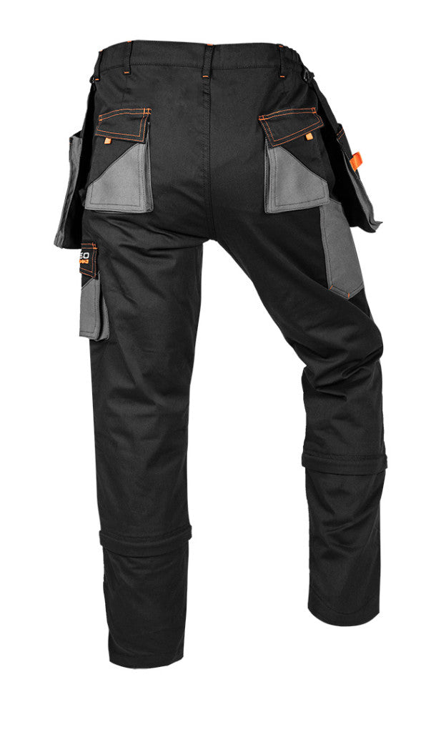 NEO TOOLS Karcsúsított(slim fit), Munkásnadrág, HD, 60% pamut, 37% polyester, 285 g/m2, lecsatolható szerszámzsebek, M 81-239-M