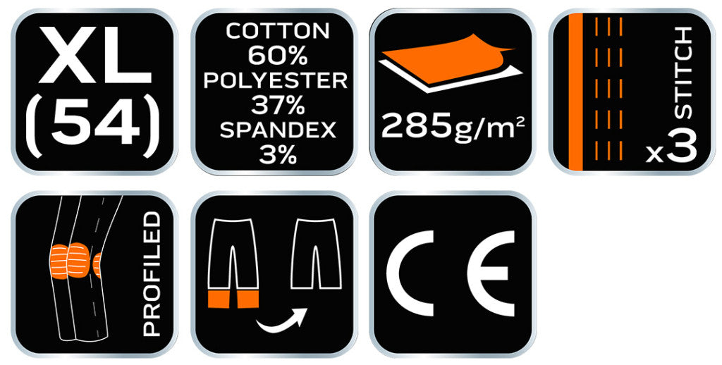 NEO TOOLS Karcsúsított(slim fit), Munkásnadrág, HD, 60% pamut, 37% polyester, 285 g/m2, lecsatolható szerszámzsebek, XL 81-239-XL