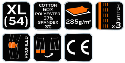 NEO TOOLS Karcsúsított(slim fit), Munkásnadrág, HD, 60% pamut, 37% polyester, 285 g/m2, lecsatolható szerszámzsebek, XL 81-239-XL