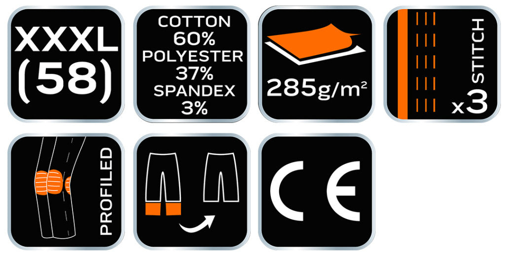 NEO TOOLS Karcsúsított(slim fit), Munkásnadrág, HD, 60% pamut, 37% polyester, 285 g/m2, lecsatolható szerszámzsebek, XXXL 81-239-XXXL