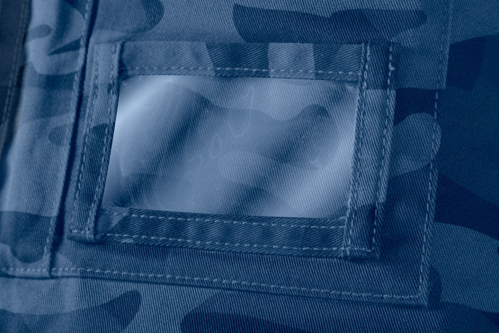 NEO TOOLS Kantáros munkanadrág tengerészkék terepmintás, Camo, Navy, 60% pamut + 40% poliészter, 81-243-XS