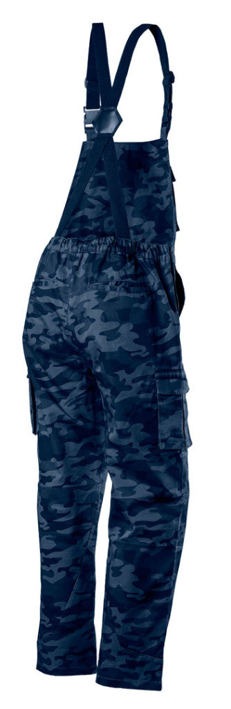 NEO TOOLS Kantáros munkanadrág tengerészkék terepmintás, Camo, Navy, 60% pamut + 40% poliészter, 81-243-XS