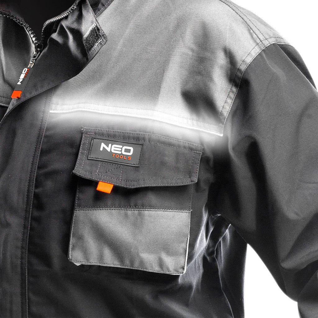 NEO TOOLS Overall, HD, L/52 65% poliészter, 35% pamut, 267g/m2, térdprotektor zseb, vékony fényvisszaverő csík, L 81-250-L