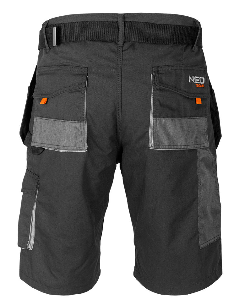 NEO TOOLS Rövid munkásnadrág, HD, Heveder övvel, levehető zsebek, XXL/58 81-270-XXL