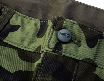 NEO TOOLS Terepmintás Rövid munkásnadrág, CAMO, 60% pamut, 40% polyester, 255 g/m2, XL 81-271-XL
