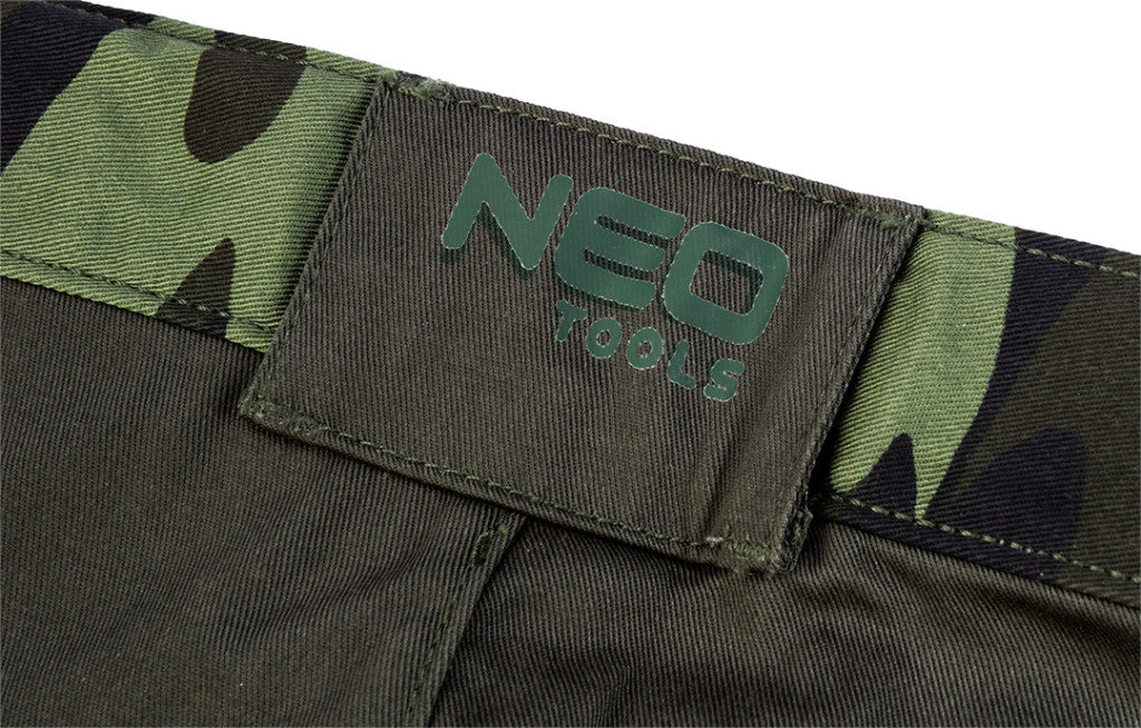 NEO TOOLS Terepmintás Rövid munkásnadrág, CAMO, 60% pamut, 40% polyester, 255 g/m2, XL 81-271-XL