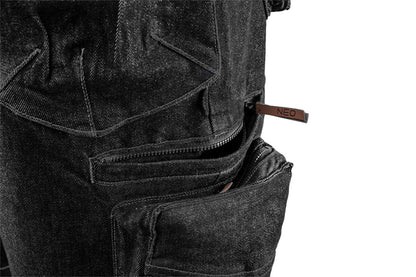 NEO TOOLS Farmer Rövid munkásnadrág, DENIM, fekete, cipzáros oldalzsebekkel, 98% pamut, 410g/m2, XXXL 81-273-XXXL