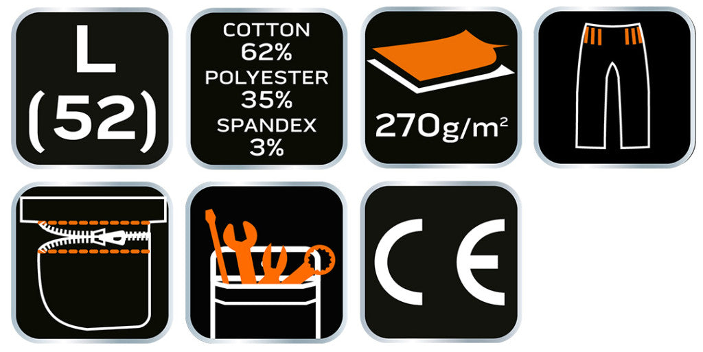 NEO TOOLS Rövid munkásnadrág övvel, PREMIUM, 62% pamut, 35% polyester, 3% elastane, L 81-276-L