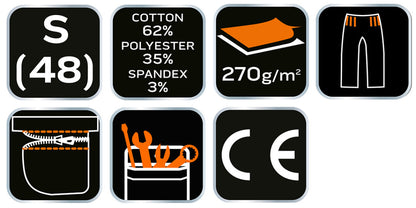 NEO TOOLS Rövid munkásnadrág övvel, PREMIUM, 62% pamut, 35% polyester, 3% elastane, S 81-276-S