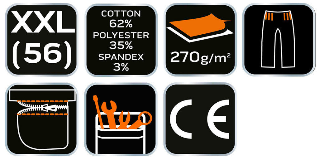 NEO TOOLS Rövid munkásnadrág, övvel, PREMIUM, 62% pamut, 35% polyester, 3% elastane, XXL 81-276-XXL