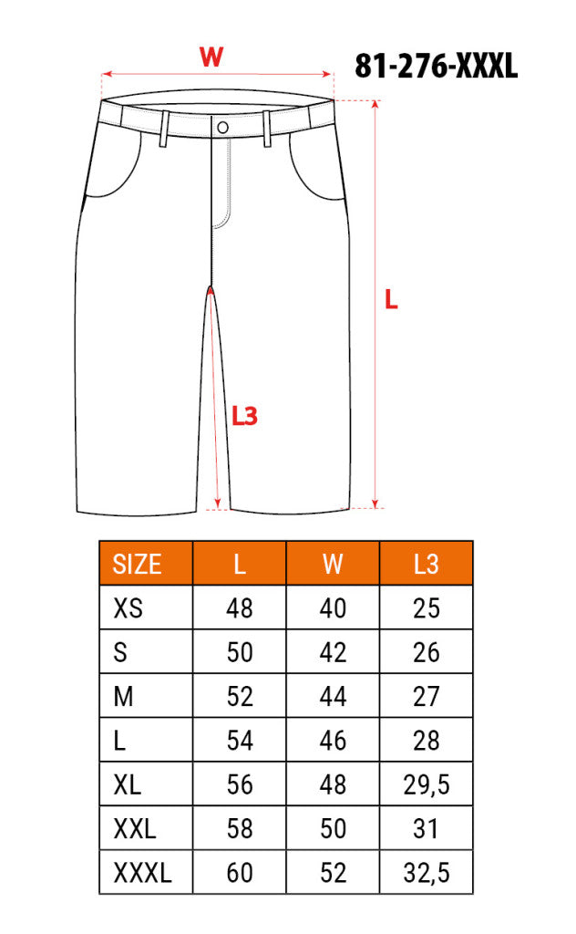 NEO TOOLS Rövid munkásnadrág, övvel, PREMIUM, 62% pamut, 35% polyester, 3% elastane, XXXL 81-276-XXXL