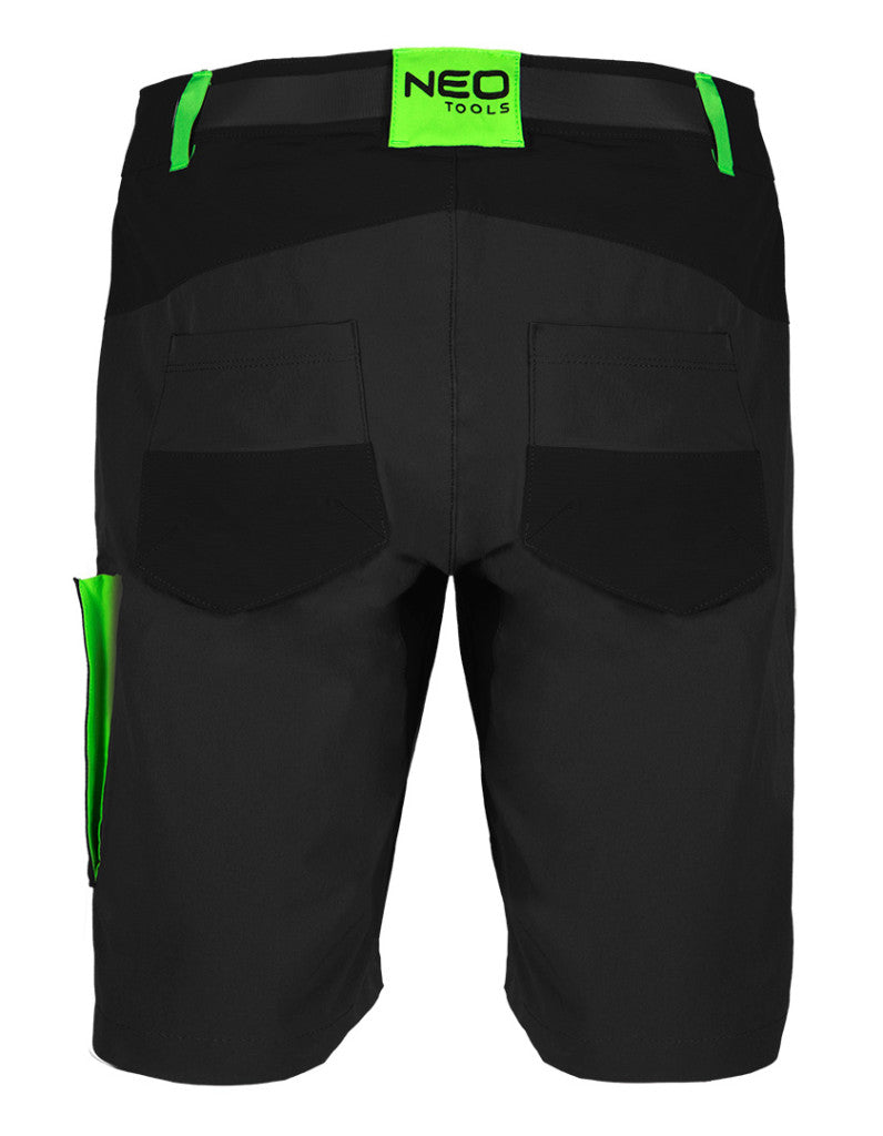 NEO TOOLS Rövid munkásnadrág, PRÉMIUM, 90% POLIAMID 10%ELASZTÁN, 4 IRÁNYÚ SZTRECCS ANYAG, FEKETE, XL 81-277-XL