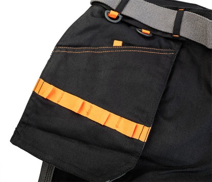 NEO TOOLS Karcsúsított(slim fit) Rövid munkásnadrág, 60% pamut, 37% polyester, 3% elastane, 285 g/m2, övvel, L 81-278-L