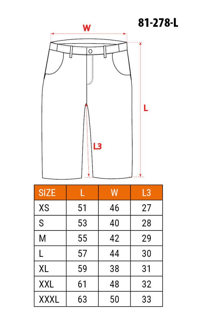 NEO TOOLS Karcsúsított(slim fit) Rövid munkásnadrág, 60% pamut, 37% polyester, 3% elastane, 285 g/m2, övvel, L 81-278-L