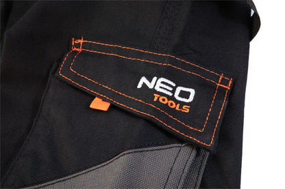 NEO TOOLS Karcsúsított(slim fit) Rövid munkásnadrág, 60% pamut, 37% polyester, 3% elastane, 285 g/m2, övvel, S 81-278-S