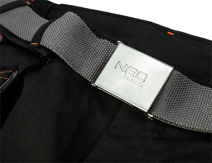 NEO TOOLS Karcsúsított(slim fit) Rövid munkásnadrág, 60% pamut, 37% polyester, 3% elastane, 285 g/m2, övvel, XL 81-278-XL