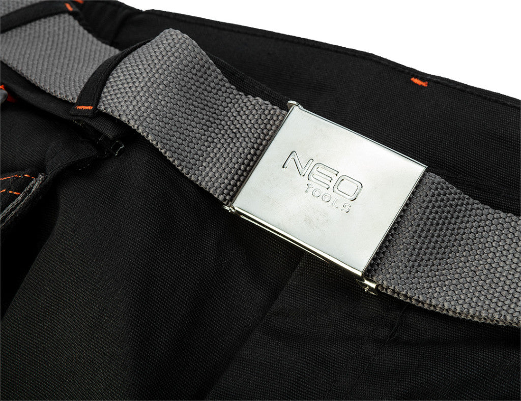 NEO TOOLS Karcsúsított(slim fit) Rövid munkásnadrág, 60% pamut, 37% polyester, 3% elastane, 285 g/m2, övvel, XXL 81-278-XXL
