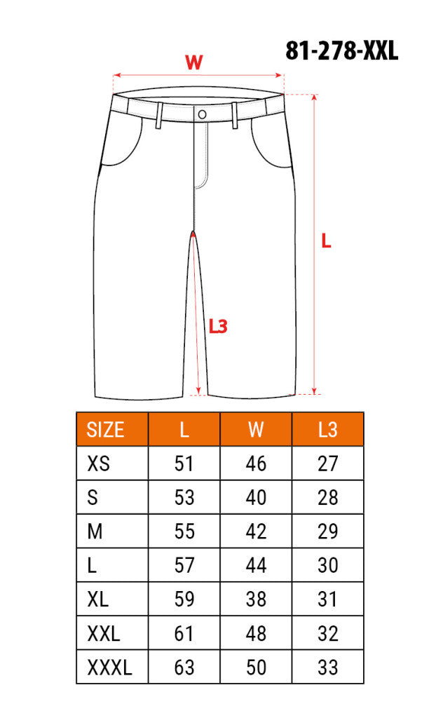 NEO TOOLS Karcsúsított(slim fit) Rövid munkásnadrág, 60% pamut, 37% polyester, 3% elastane, 285 g/m2, övvel, XXL 81-278-XXL