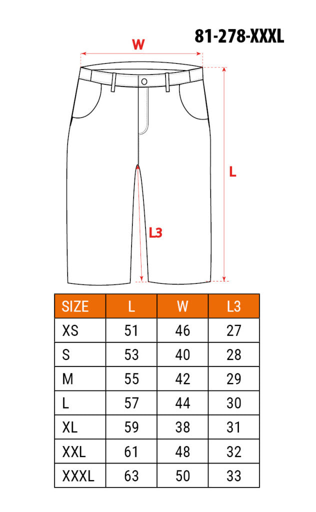 NEO TOOLS Karcsúsított(slim fit) Rövid munkásnadrág, 60% pamut, 37% polyester, 3% elastane, 285 g/m2, övvel, XXXL 81-278-XXXL