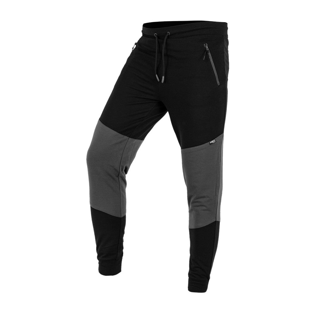 NEO TOOLS Melegítő nadrág COMFORT, fekete-szürke, 57%pamut 39% poliészter, XXXL 81-282-XXXL