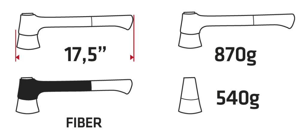 VERTO Balta 870g, fej 540g, üvegszál nyél 17.5" 05G101