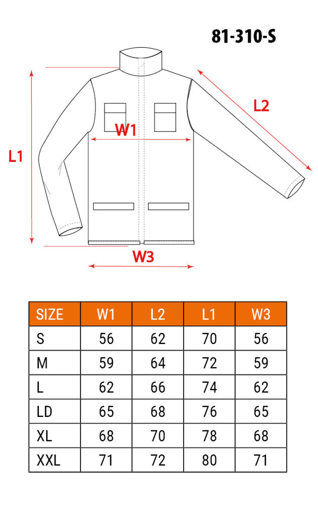 NEO TOOLS Munkadzseki 2 az 1-ben, S/48 100% pamut, 180g/m2, lezippzározható újjak,  81-310-S