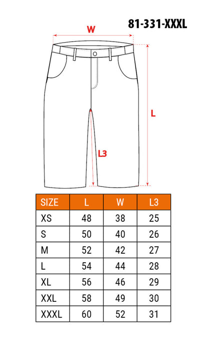 NEO TOOLS Rövid munkásnadrág, 100% pamut, XXXL 81-331-XXXL