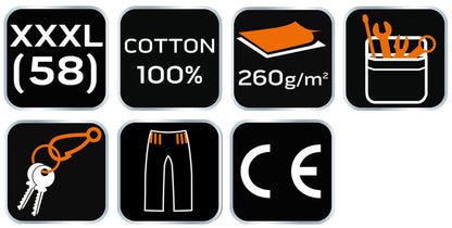 NEO TOOLS Rövid munkásnadrág, 100% pamut, XXXL 81-331-XXXL