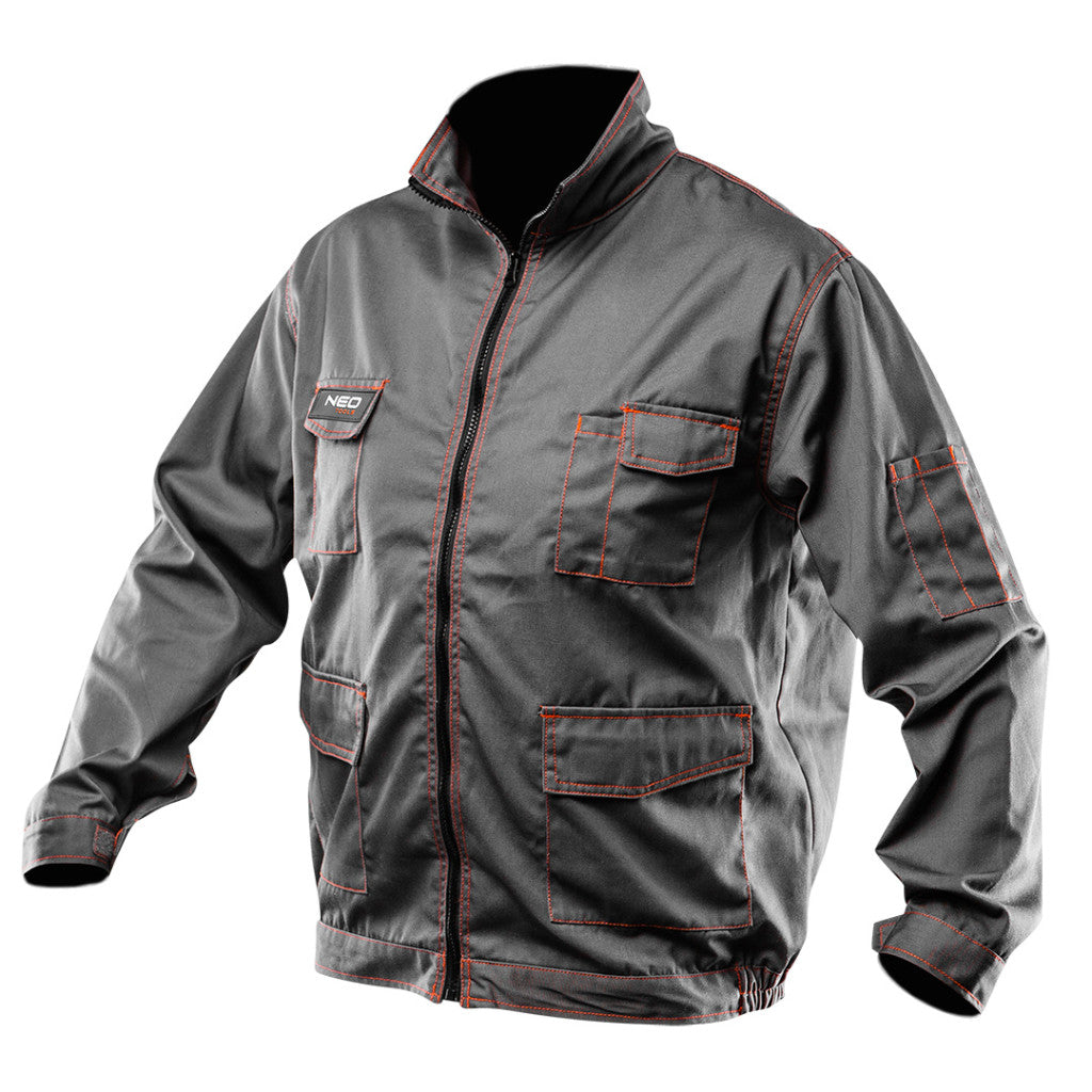 NEO TOOLS Munkavédelmi kabát, BASIC, L/52, 35% pamut, 65% polyester, Többfunkciós zsebek, gumírozott derék, CE EN341 81-410-L