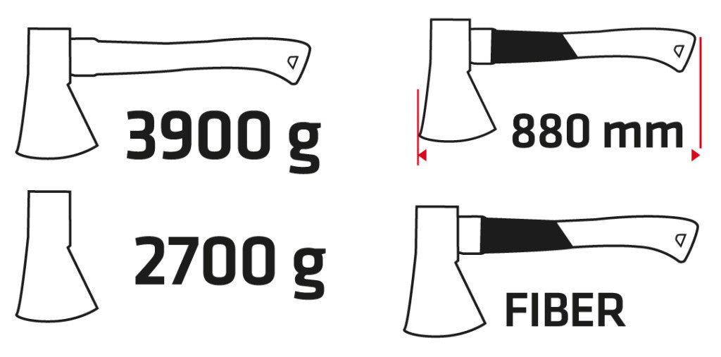 VERTO Hasító Fejsze 3900g, fej 2700g, üvegszál nyél 05G203