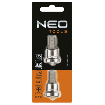 NEO TOOLS Csavarhúzó bit gipszkartonhoz, PH2, 2db 25 év garanciával 06-040