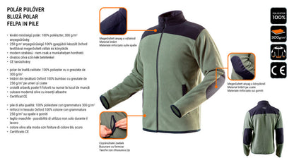 NEO TOOLS Polár Munkavédelmi kabát, oliva, CAMO, 100% poliészter, 300g/m2, XL 81-505-XL