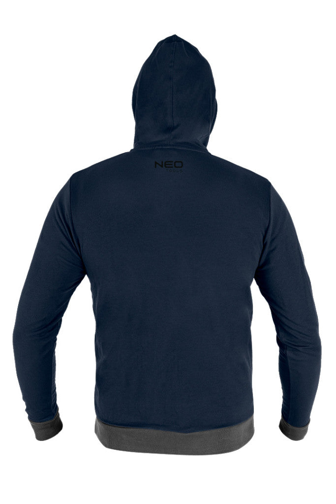 NEO TOOLS Munkavédelmi pulóver kapucnival COMFORT, sötétkék, 60% poliészter 40% műselyem, L  81-513-L