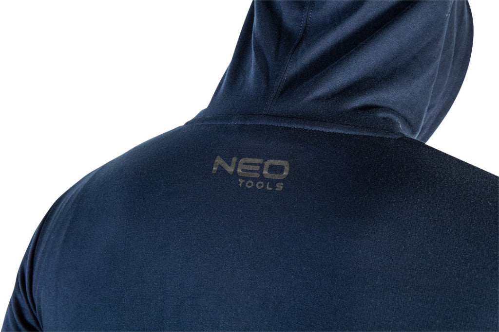 NEO TOOLS Munkavédelmi pulóver kapucnival COMFORT, sötétkék, 60% poliészter 40% műselyem, XL  81-513-XL