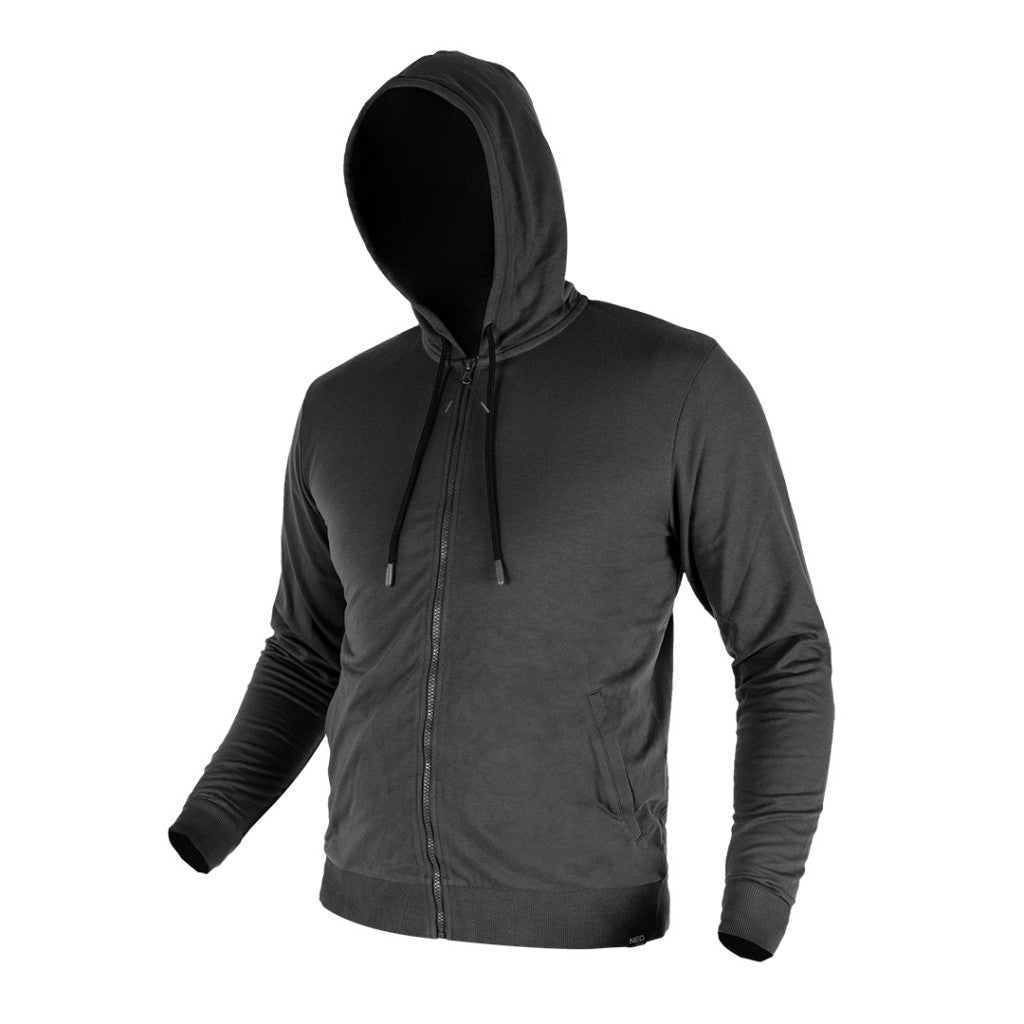 NEO TOOLS Munkavédelmi pulóver kapucnival COMFORT, szürke, 57% pamut 39% poliészter, XL 81-514-XL