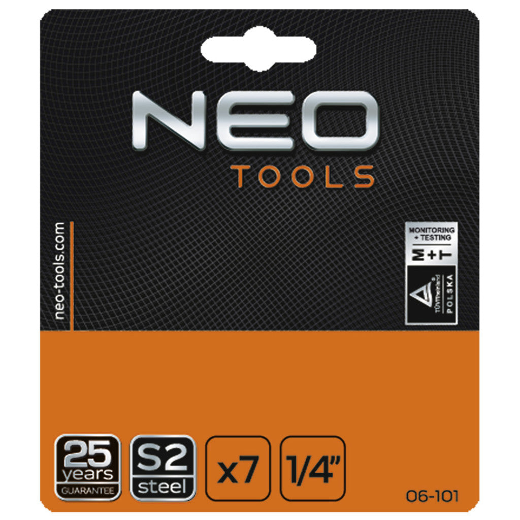 NEO TOOLS Csavarhúzó bitkészlet 7db 25 év garanciával 06-101