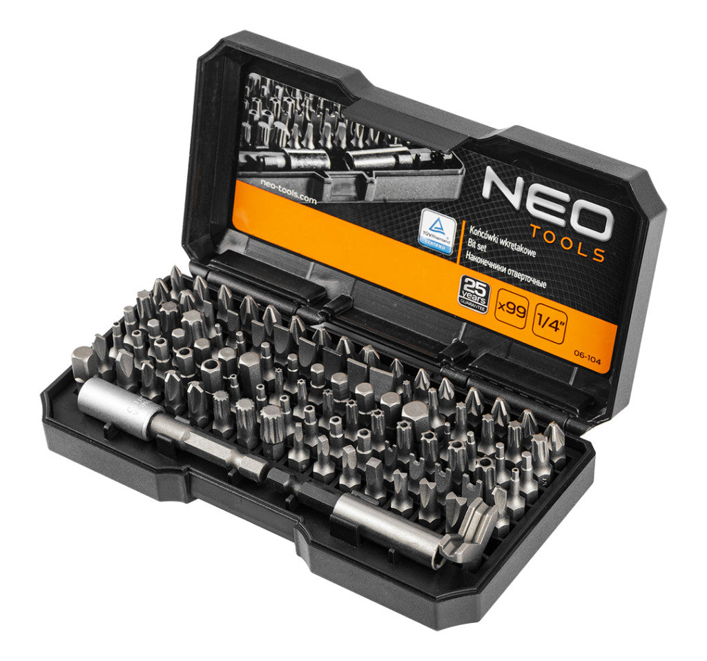 NEO TOOLS Csavarhúzó bitkészlet 100db 25 év garanciával 06-104