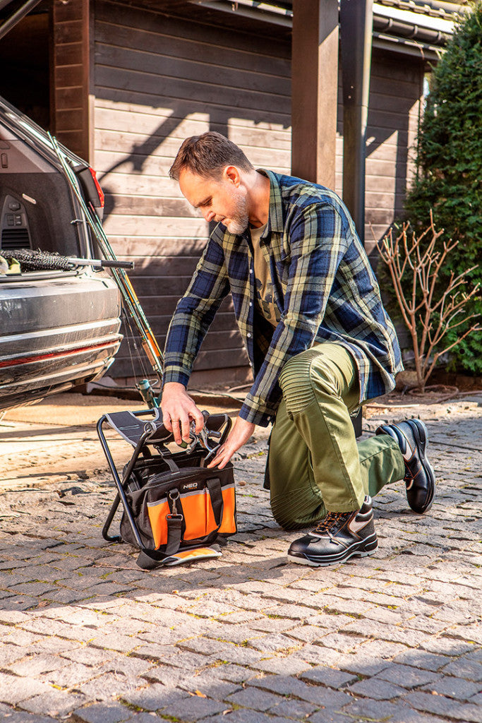 NEO TOOLS Flanel munkaing, kék-oliva-fekete, 100% pamut, L 81-541-L
