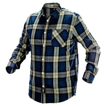 NEO TOOLS Flanel munkaing, kék-oliva-fekete, 100% pamut, XL 81-541-XL