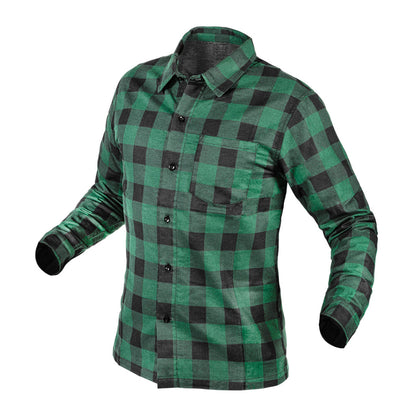 NEO TOOLS Flanel munkaing, zöld-fekete, 100% pamut, XL 81-546-XL