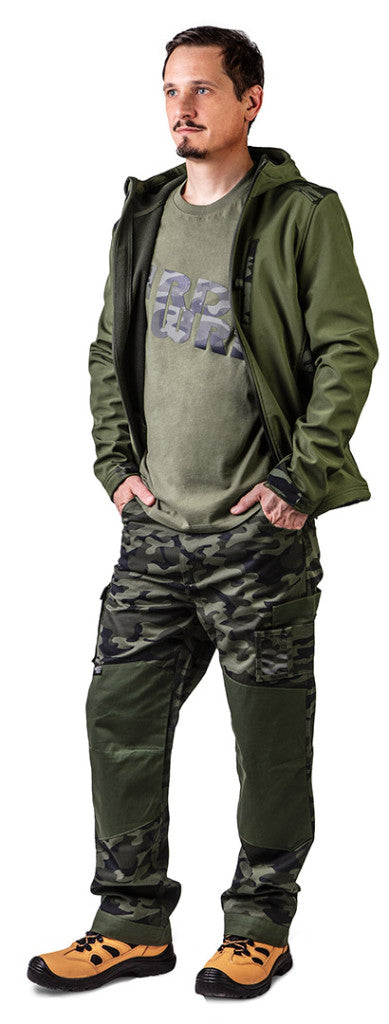 NEO TOOLS Terepmintás, softshell Munkavédelmi kabát, víz- és szélálló, kapucnis, CAMO, vízáll.:5000mm, légáter.:3000g/m2/24h, L 81-553-L